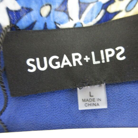 Floral Mini Skirt Size Large Blue Ruffle Lined Zipper Feminine Flowy Casual NWT - Picture 10 of 12